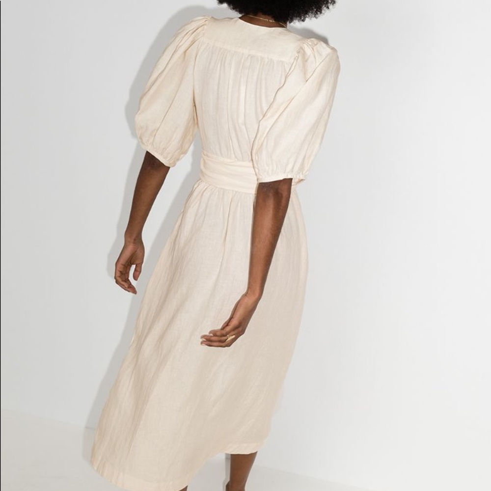 THREE GRACES LONDON Fiona Dress Ivory Linen S/M - Picture 3 of 13